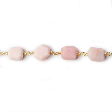 9x7mm Pink Peru Opal faceted nugget Vermeil Chain 22pcs (ONLINE ORDER ONLY)