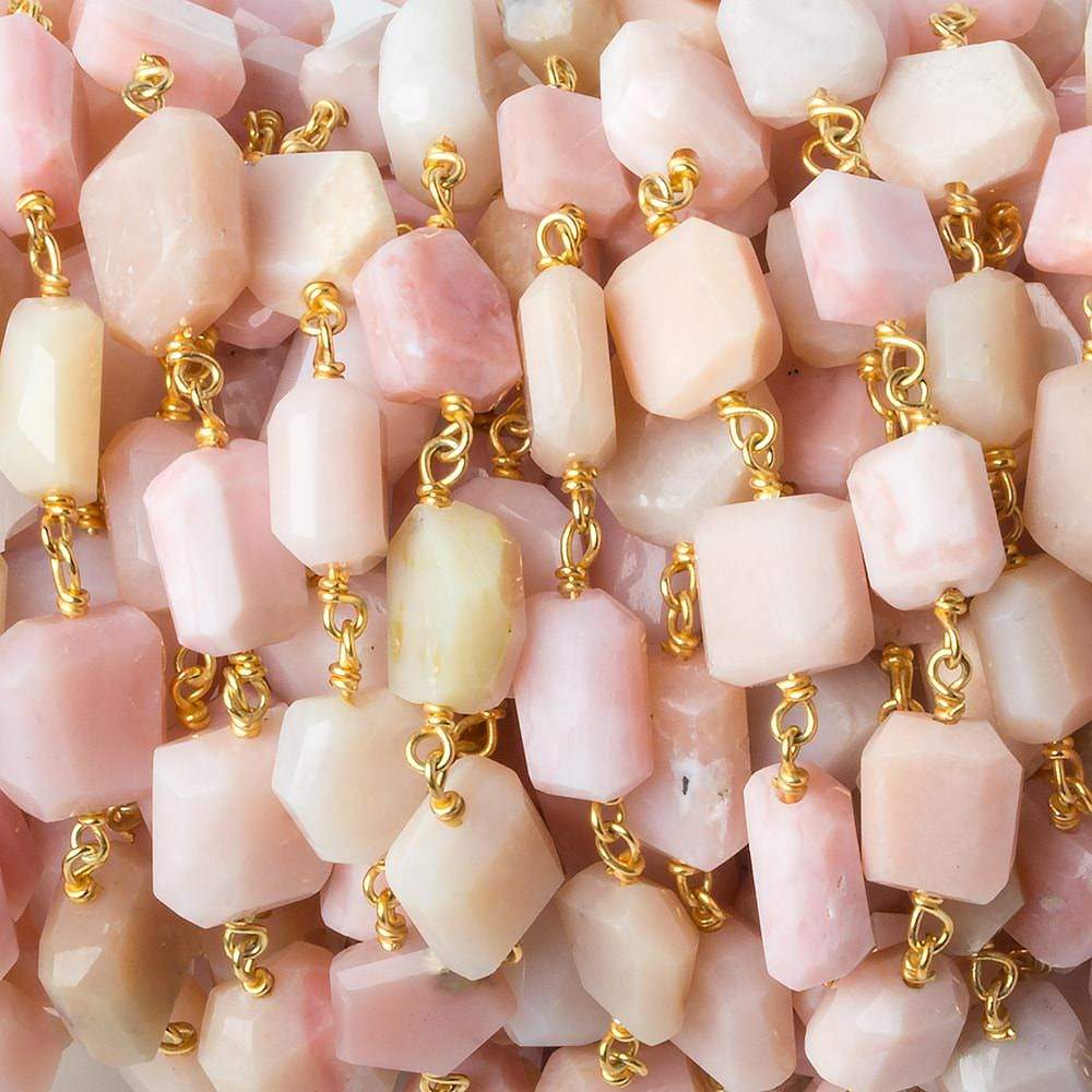 9x7mm Pink Peru Opal faceted nugget Vermeil Chain 22pcs (ONLINE ORDER ONLY)
