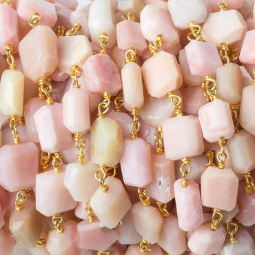 9x7mm Pink Peru Opal faceted nugget Vermeil Chain 22pcs (ONLINE ORDER ONLY)