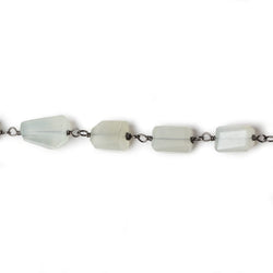 9x7mm Platinum Moonstone faceted nugget Black Gold plated .925 Silver Chain by the foot 22 pcs (ONLINE ORDER ONLY)