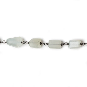 9x7mm Platinum Moonstone faceted nugget Black Gold plated .925 Silver Chain by the foot 22 pcs (ONLINE ORDER ONLY)