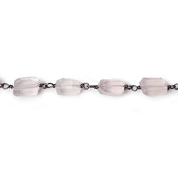 9x7mm Rose Quartz faceted nugget Black Gold plated .925 Silver Chain by the foot 22 pcs (ONLINE ORDER ONLY)