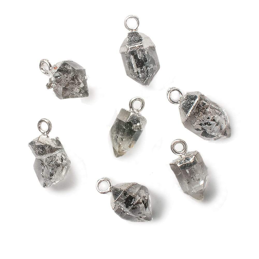 9x7mm Silver Leafed Herkimer Diamond Crystal Quartz Focal Pendant 1 piece (ONLINE ORDER ONLY)