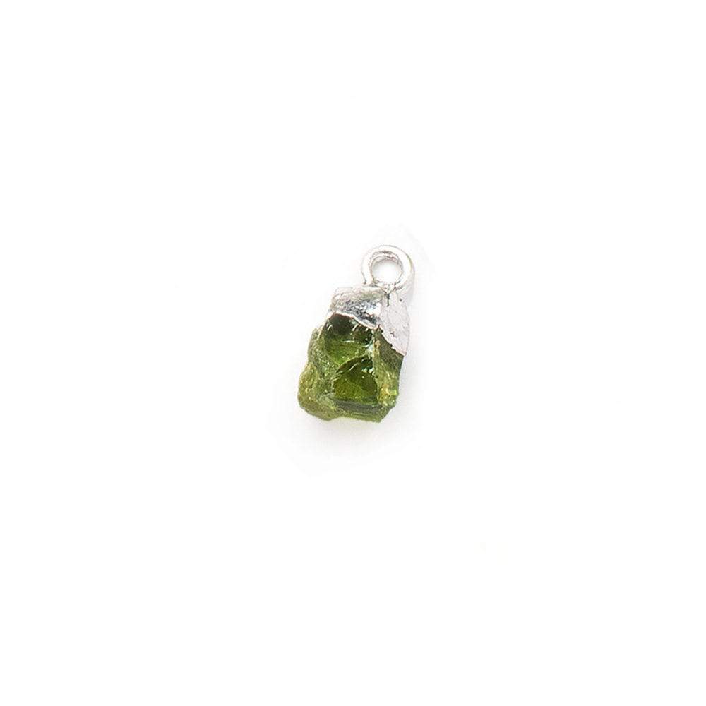 9x7mm Silver Leafed Peridot Natural Crystal Focal Pendant 1 piece (ONLINE ORDER ONLY)