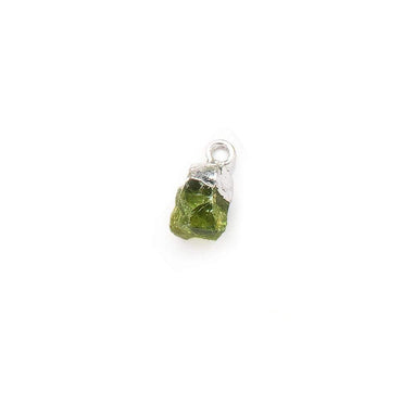 9x7mm Silver Leafed Peridot Natural Crystal Focal Pendant 1 piece (ONLINE ORDER ONLY)