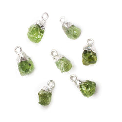 9x7mm Silver Leafed Peridot Natural Crystal Focal Pendant 1 piece (ONLINE ORDER ONLY)