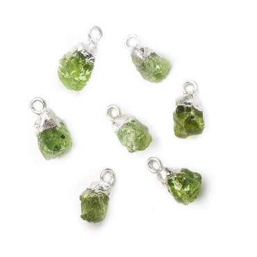 9x7mm Silver Leafed Peridot Natural Crystal Focal Pendant 1 piece (ONLINE ORDER ONLY)