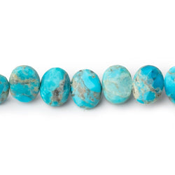 9x7mm Sleeping Beauty Turquoise Faceted Side Drill Ovals 8 inch 28 Beads (ONLINE ORDER ONLY)