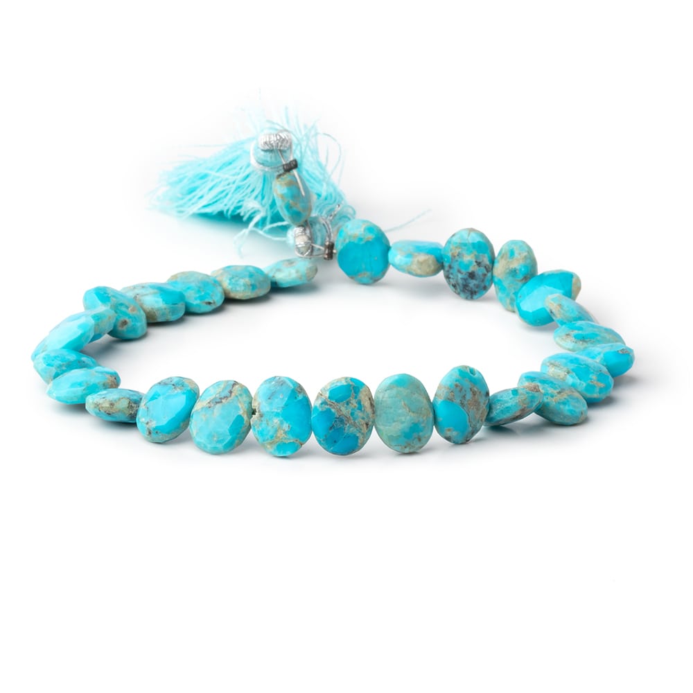 9x7mm Sleeping Beauty Turquoise Faceted Side Drill Ovals 8 inch 28 Beads (ONLINE ORDER ONLY)