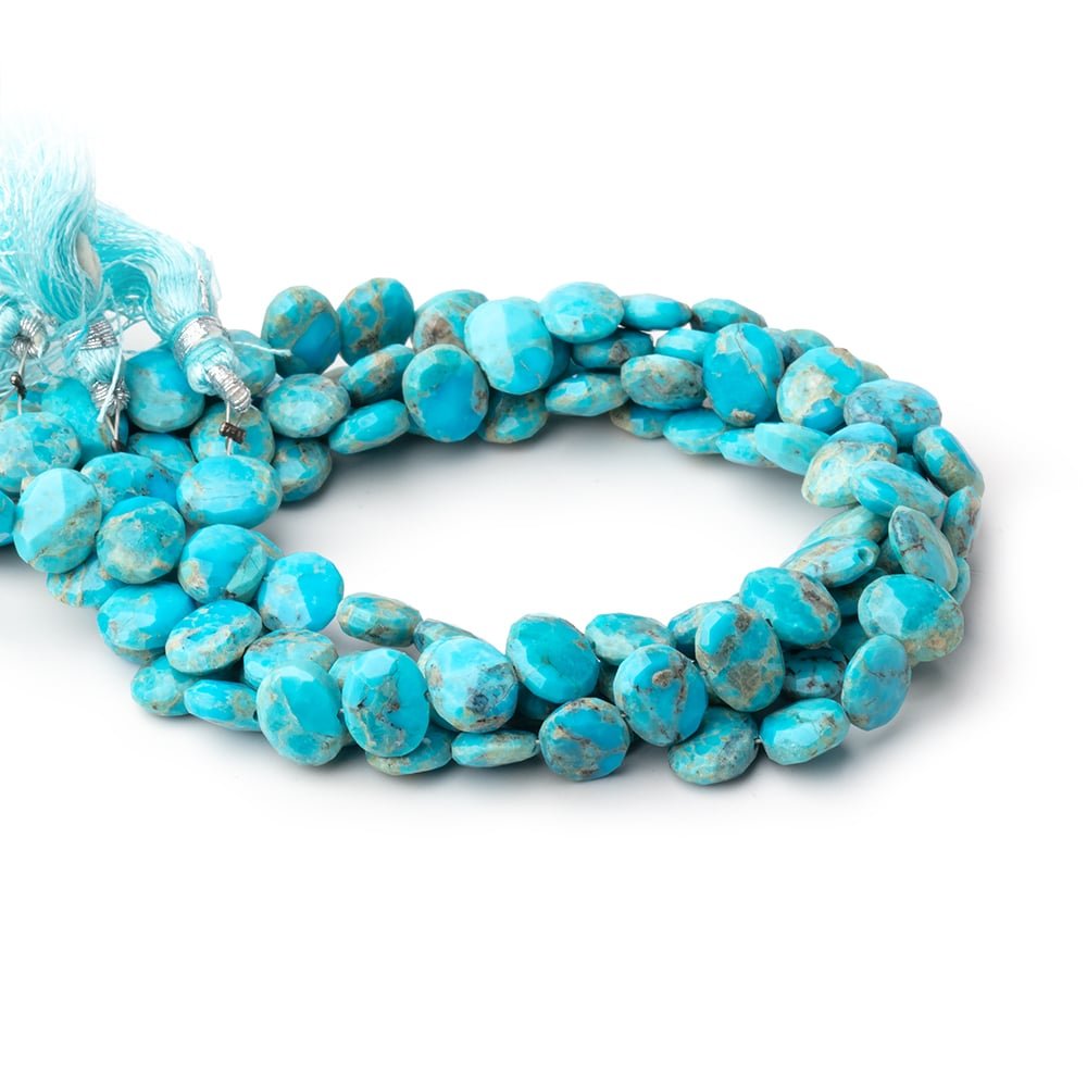 9x7mm Sleeping Beauty Turquoise Faceted Side Drill Ovals 8 inch 28 Beads (ONLINE ORDER ONLY)