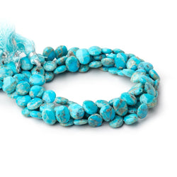 9x7mm Sleeping Beauty Turquoise Faceted Side Drill Ovals 8 inch 28 Beads (ONLINE ORDER ONLY)