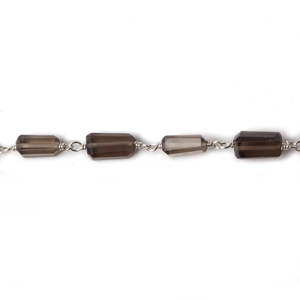 9x7mm Smoky Quartz faceted nugget .925 Silver Chain by the foot 22 pieces (ONLINE ORDER ONLY)