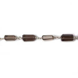 9x7mm Smoky Quartz faceted nugget .925 Silver Chain by the foot 22 pieces (ONLINE ORDER ONLY)