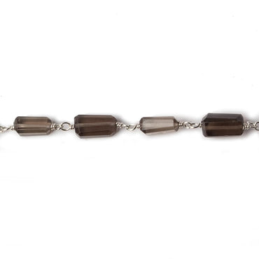 9x7mm Smoky Quartz faceted nugget .925 Silver Chain by the foot 22 pieces (ONLINE ORDER ONLY)