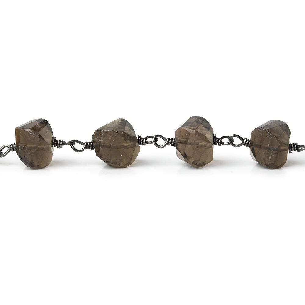 9x7mm Smoky Quartz faceted twist Black Gold plated Chain by the foot 22 pcs (ONLINE ORDER ONLY)