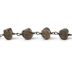 9x7mm Smoky Quartz faceted twist Black Gold plated Chain by the foot 22 pcs (ONLINE ORDER ONLY)