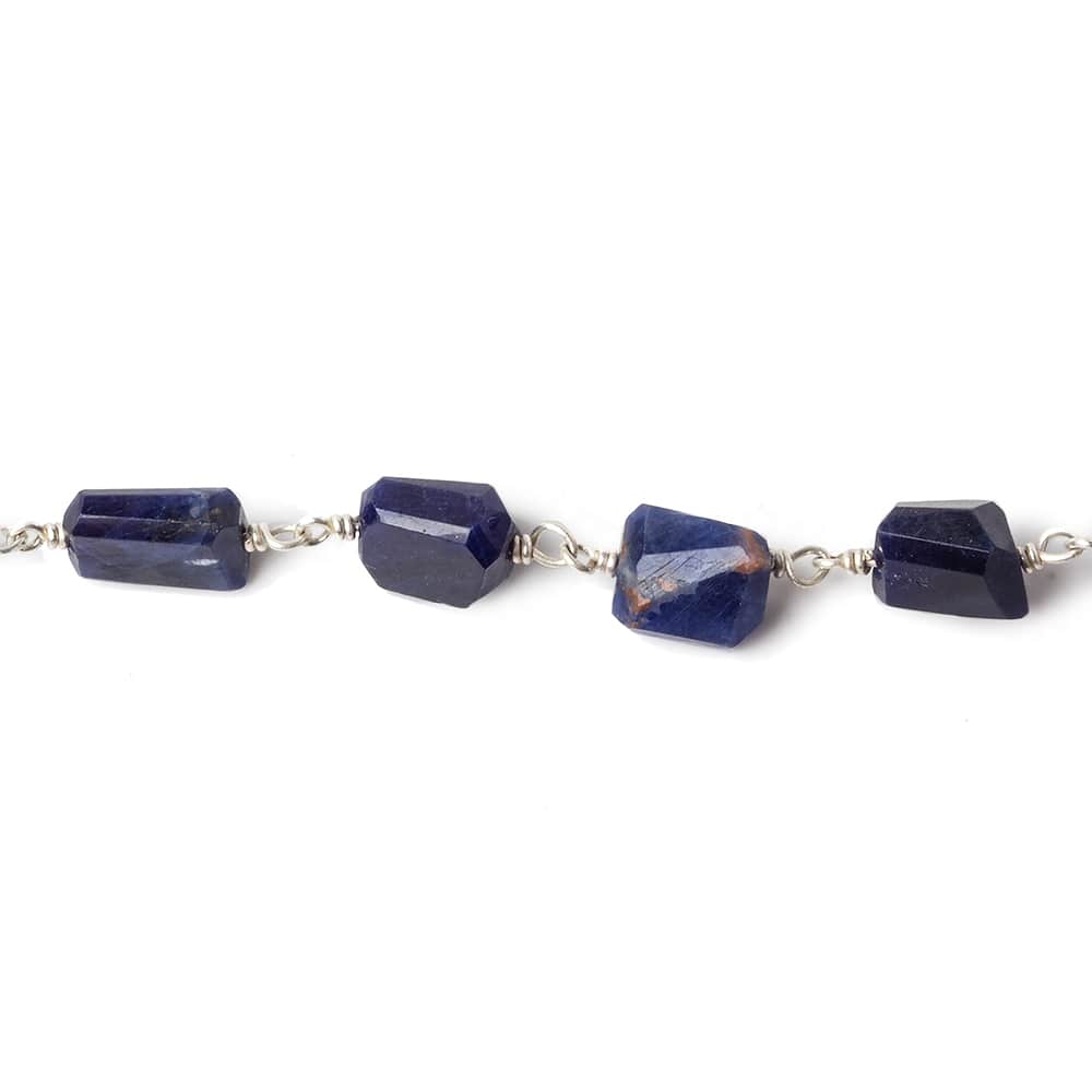 9x7mm Sodalite faceted nugget .925 Silver Chain by the foot 22 pieces (ONLINE ORDER ONLY)