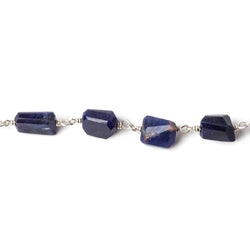9x7mm Sodalite faceted nugget .925 Silver Chain by the foot 22 pieces (ONLINE ORDER ONLY)