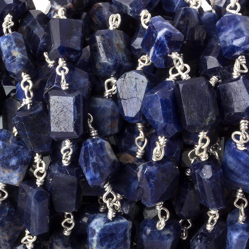 9x7mm Sodalite faceted nugget .925 Silver Chain by the foot 22 pieces (ONLINE ORDER ONLY)