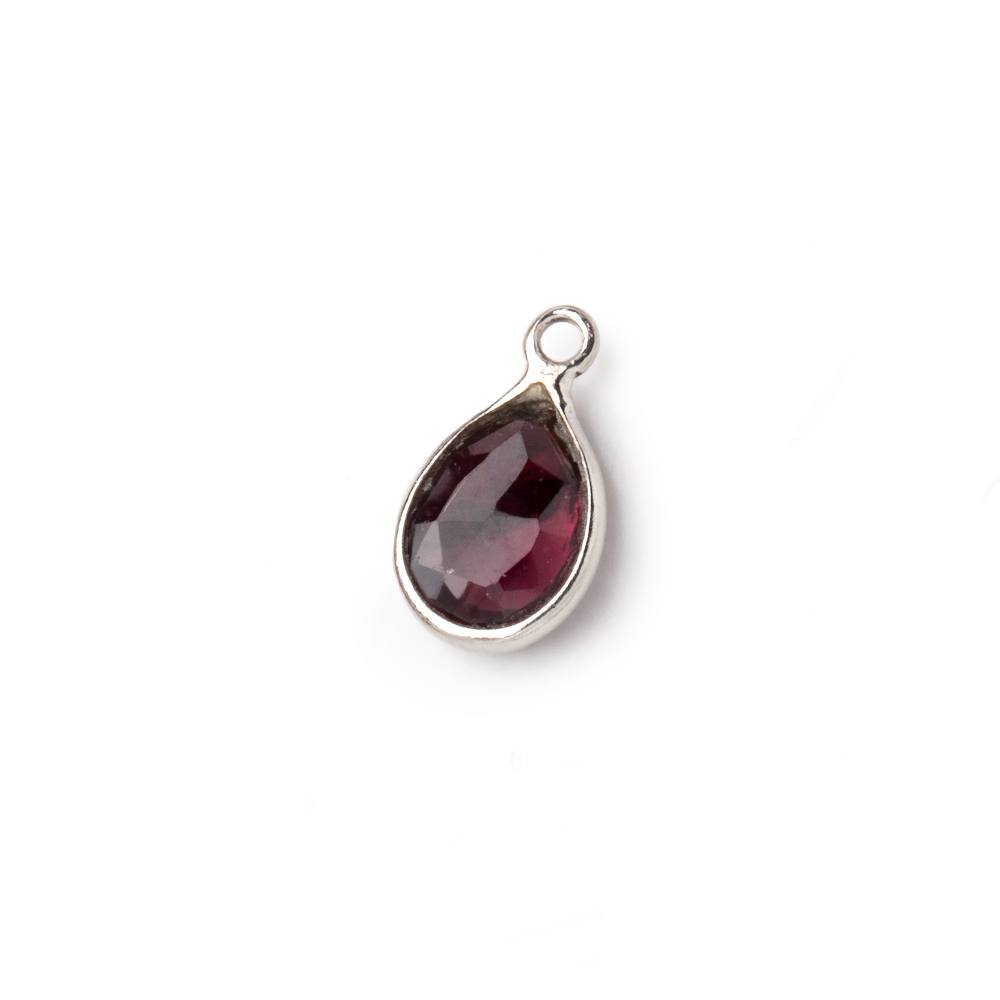 9x7mm Sterling Silver Bezel Rhodolite Garnet Faceted Pear Pendant 1 Focal piece (ONLINE ORDER ONLY)