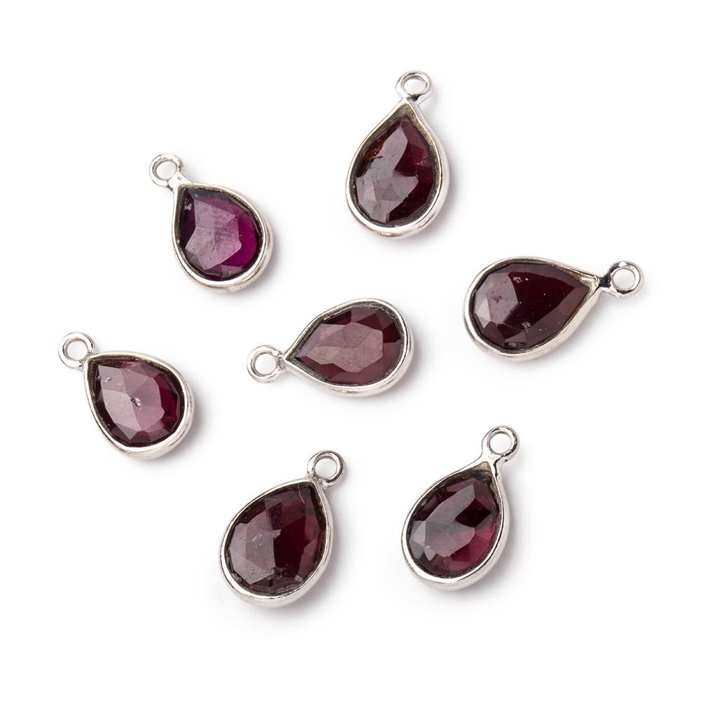 9x7mm Sterling Silver Bezel Rhodolite Garnet Faceted Pear Pendant 1 Focal piece (ONLINE ORDER ONLY)