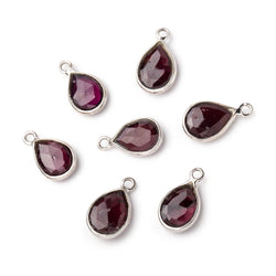 9x7mm Sterling Silver Bezel Rhodolite Garnet Faceted Pear Pendant 1 Focal piece (ONLINE ORDER ONLY)