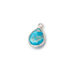 9x7mm Sterling Silver Bezel Turquoise Faceted Pear Pendant 1 Focal piece (ONLINE ORDER ONLY)