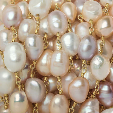 9x7mm Tri-Color Baroque Gold Chain by the foot 20 pieces (ONLINE ORDER ONLY)