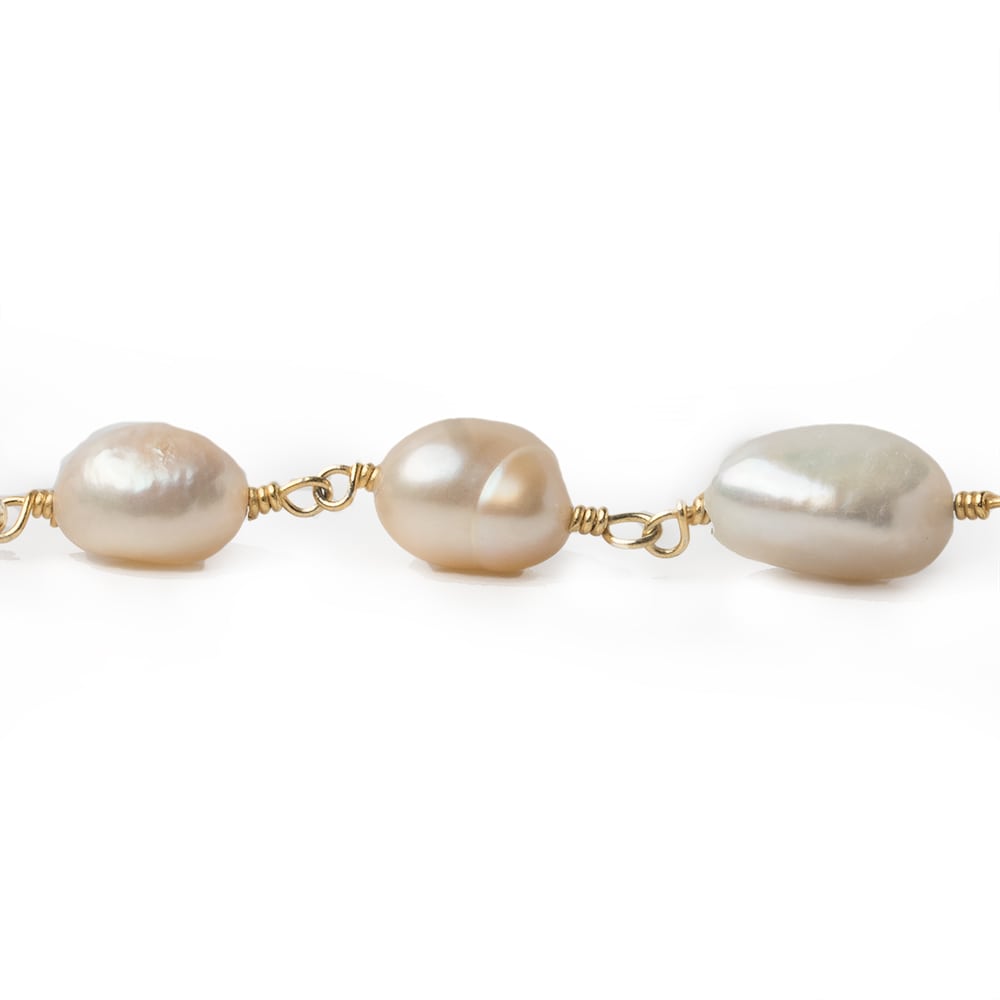 9x7mm Tri-Color Baroque Gold Chain by the foot 20 pieces (ONLINE ORDER ONLY)