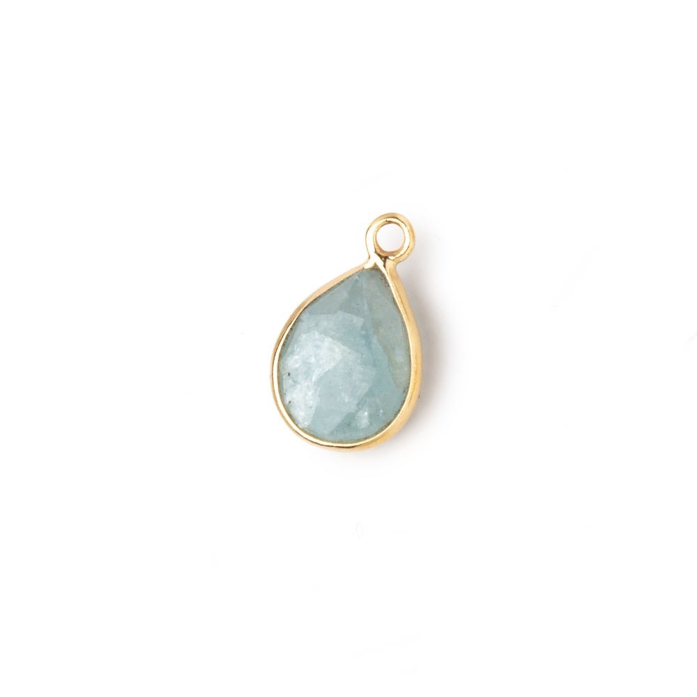 9x7-11x8mm Vermeil Bezel Milky Aquamarine Faceted Pear Pendant 1 Focal piece (ONLINE ORDER ONLY)