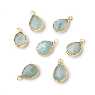 9x7-11x8mm Vermeil Bezel Milky Aquamarine Faceted Pear Pendant 1 Focal piece (ONLINE ORDER ONLY)