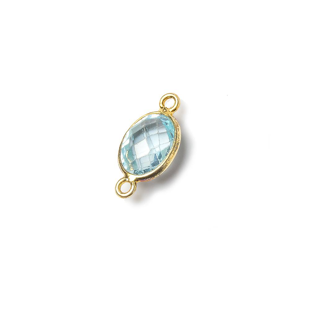 9x7mm Vermeil Bezel Sky Blue Topaz faceted oval Petite Connector 1 piece (ONLINE ORDER ONLY)