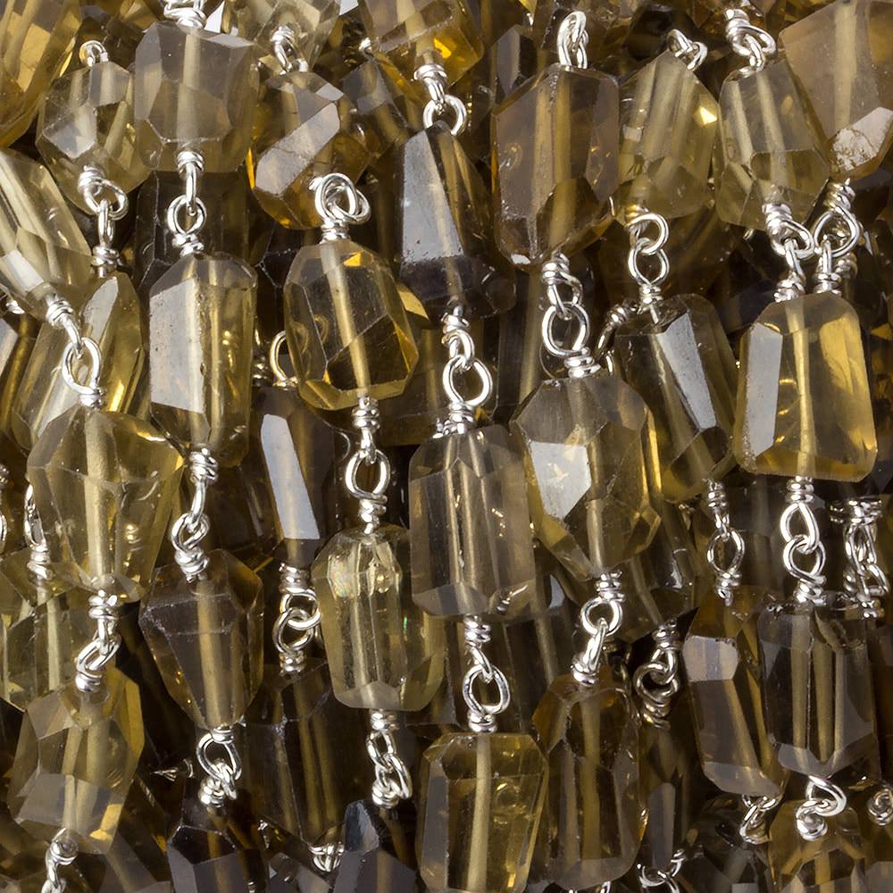 9x7mm Whiskey Quartz faceted nugget .925 Silver Chain by the foot 22 pieces (ONLINE ORDER ONLY)