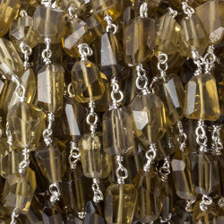 9x7mm Whiskey Quartz faceted nugget .925 Silver Chain by the foot 22 pieces (ONLINE ORDER ONLY)