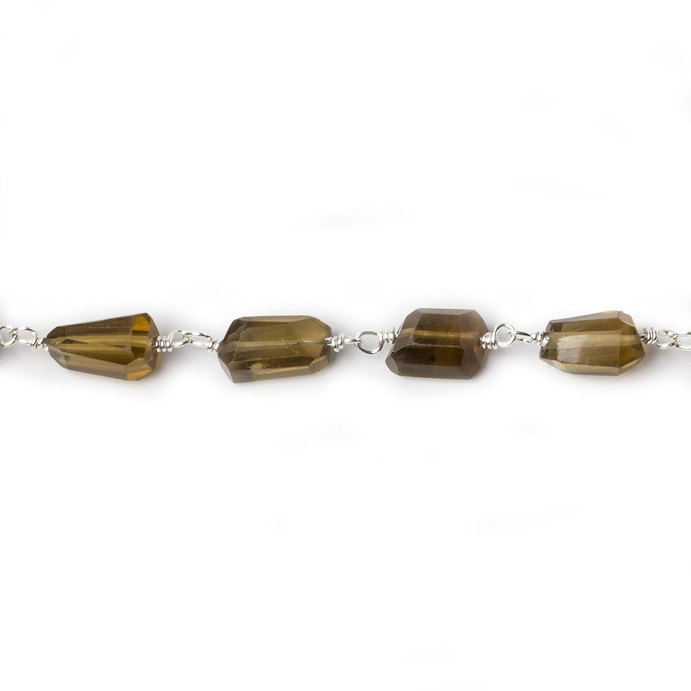 9x7mm Whiskey Quartz faceted nugget .925 Silver Chain by the foot 22 pieces (ONLINE ORDER ONLY)
