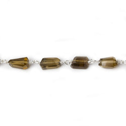 9x7mm Whiskey Quartz faceted nugget .925 Silver Chain by the foot 22 pieces (ONLINE ORDER ONLY)