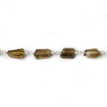 9x7mm Whiskey Quartz faceted nugget .925 Silver Chain by the foot 22 pieces (ONLINE ORDER ONLY)