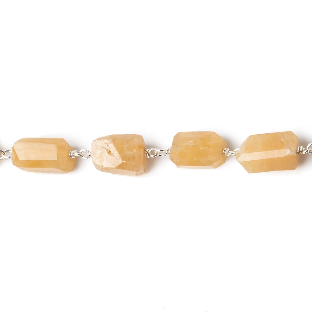 9x7mm Yellow Aventurine faceted nugget .925 Silver Chain by the foot 22 pieces (ONLINE ORDER ONLY)