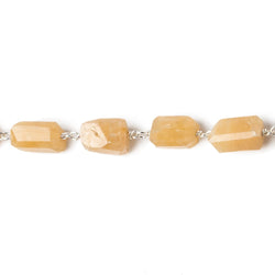 9x7mm Yellow Aventurine faceted nugget .925 Silver Chain by the foot 22 pieces (ONLINE ORDER ONLY)