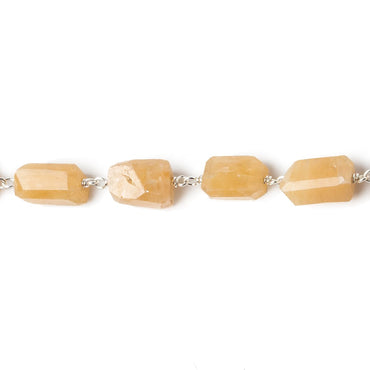 9x7mm Yellow Aventurine faceted nugget .925 Silver Chain by the foot 22 pieces (ONLINE ORDER ONLY)