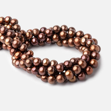 9x8-10x9mm Chocolate Brown Off Round Pearl Beads 15 inch 46 pieces (ONLINE ORDER ONLY)