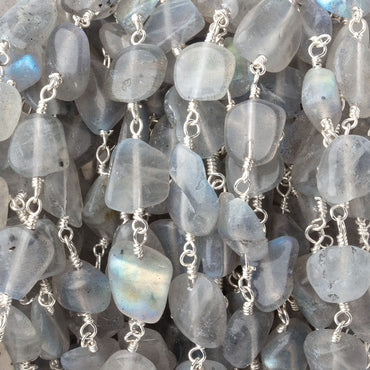 9x8-10x9mm Labradorite Plain Nuggets on Silver Plated Chain (ONLINE ORDER ONLY)