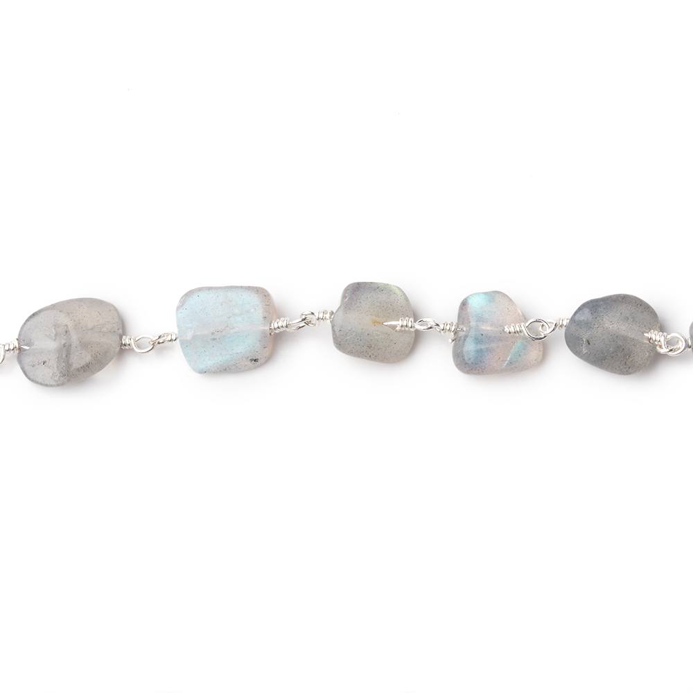 9x8-10x9mm Labradorite Plain Nuggets on Silver Plated Chain (ONLINE ORDER ONLY)