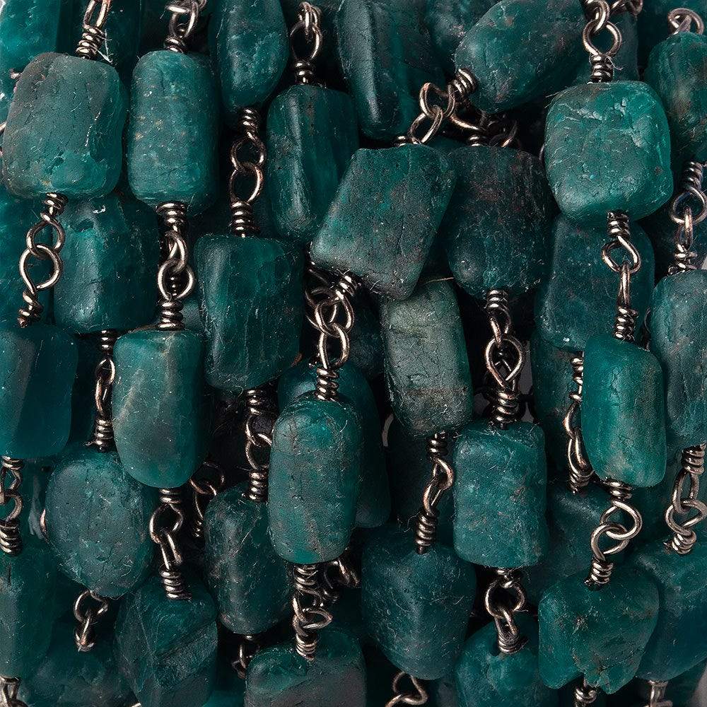 9x8-11x8mm Matte Apatite plain rectangle Black Gold plated Chain by the foot (ONLINE ORDER ONLY)