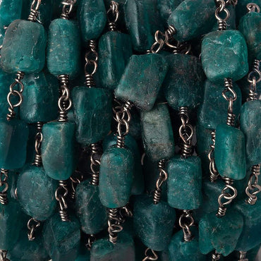 9x8-11x8mm Matte Apatite plain rectangle Black Gold plated Chain by the foot (ONLINE ORDER ONLY)