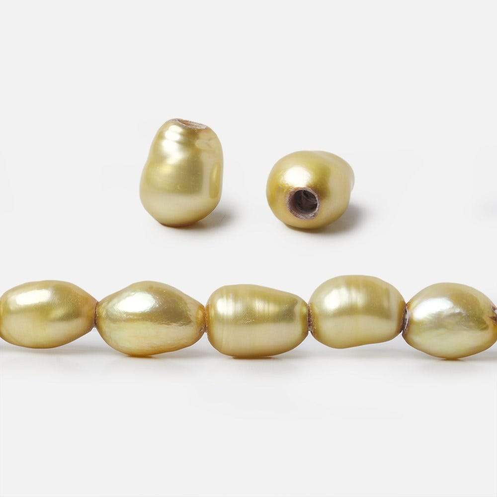 9x8-11x9mm Buttercup Yellow Large Hole Baroque Freshwater Pearls 15 inches 40 pieces (ONLINE ORDER ONLY)