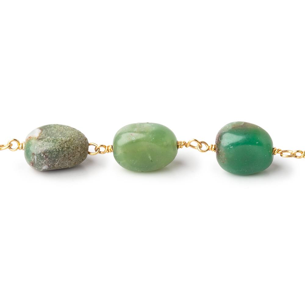 9x8-11x9mm Chrysoprase Plain Nuggets on Vermeil Chain by the Foot 18 beads (ONLINE ORDER ONLY)