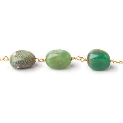 9x8-11x9mm Chrysoprase Plain Nuggets on Vermeil Chain by the Foot 18 beads (ONLINE ORDER ONLY)