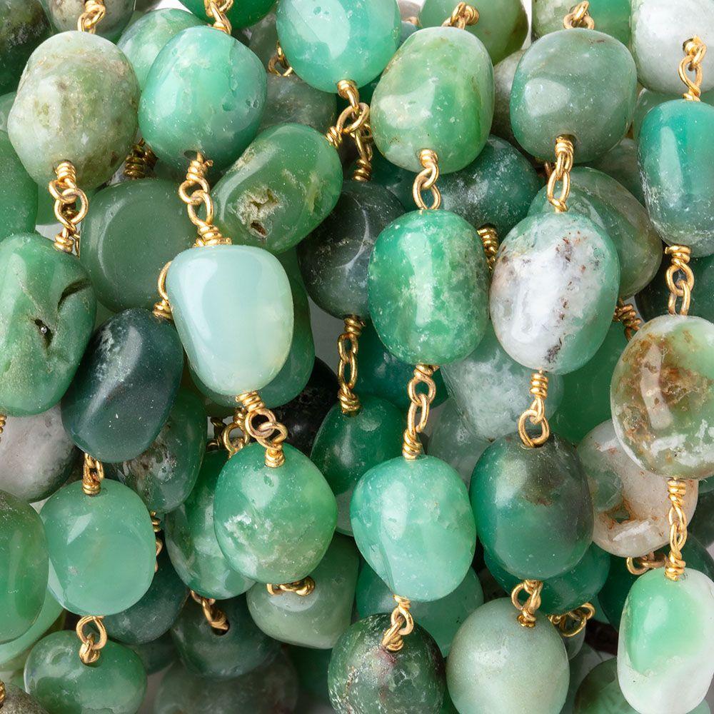 9x8-11x9mm Chrysoprase Plain Nuggets on Vermeil Chain by the Foot 18 beads (ONLINE ORDER ONLY)