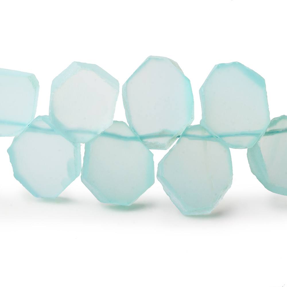 12x15mm Seafoam Blue Chalcedony top drilled plain nugget 8 inch 25 beads (ONLINE ORDER ONLY)